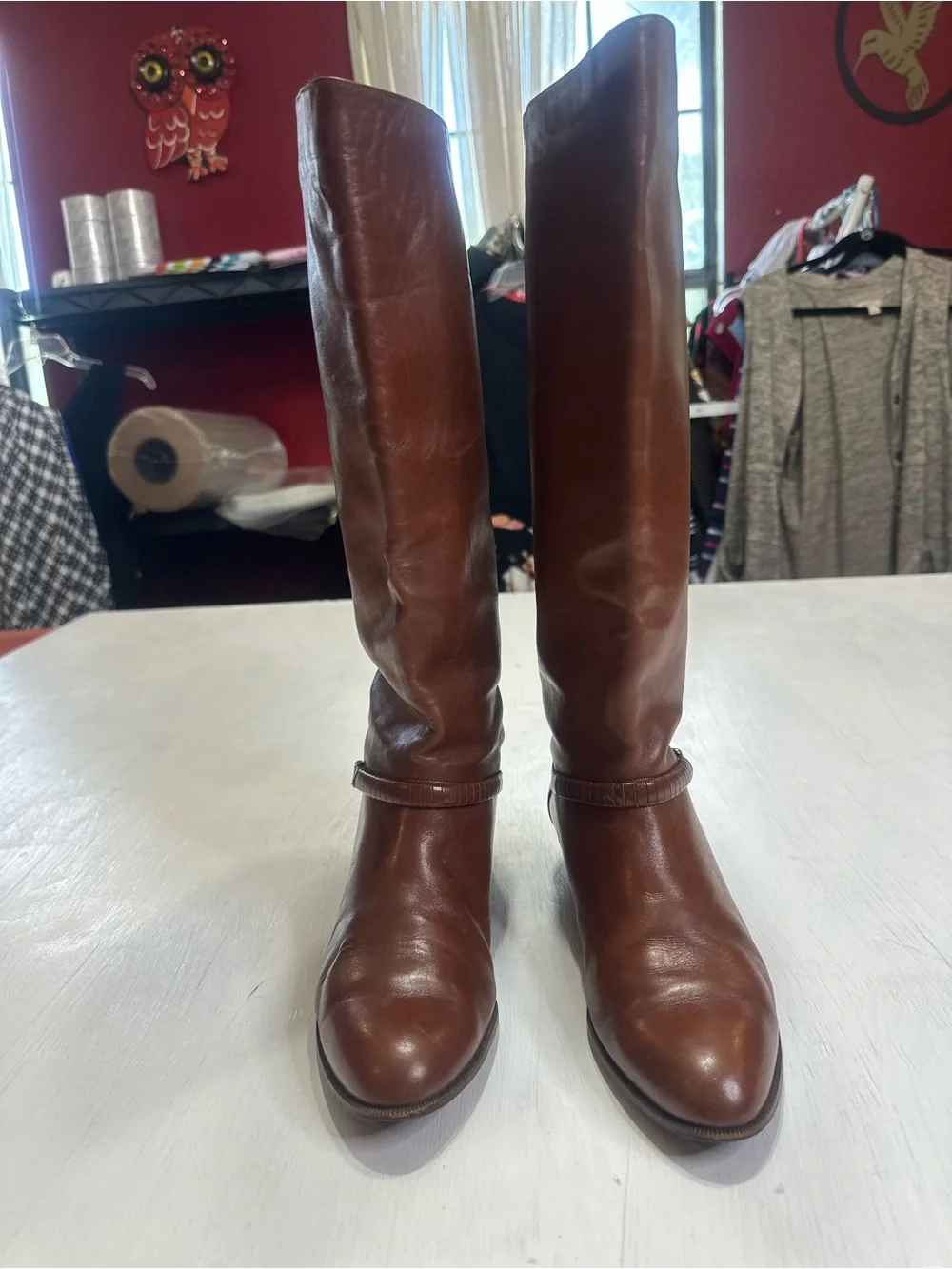 Charter Club Italy Brown Leather Tall Riding Boots Women’s 6B Knee High